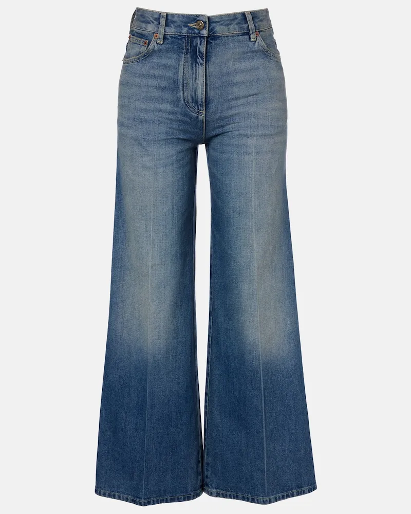 Valentino Garavani Wide-Leg Jeans VGold Blau
