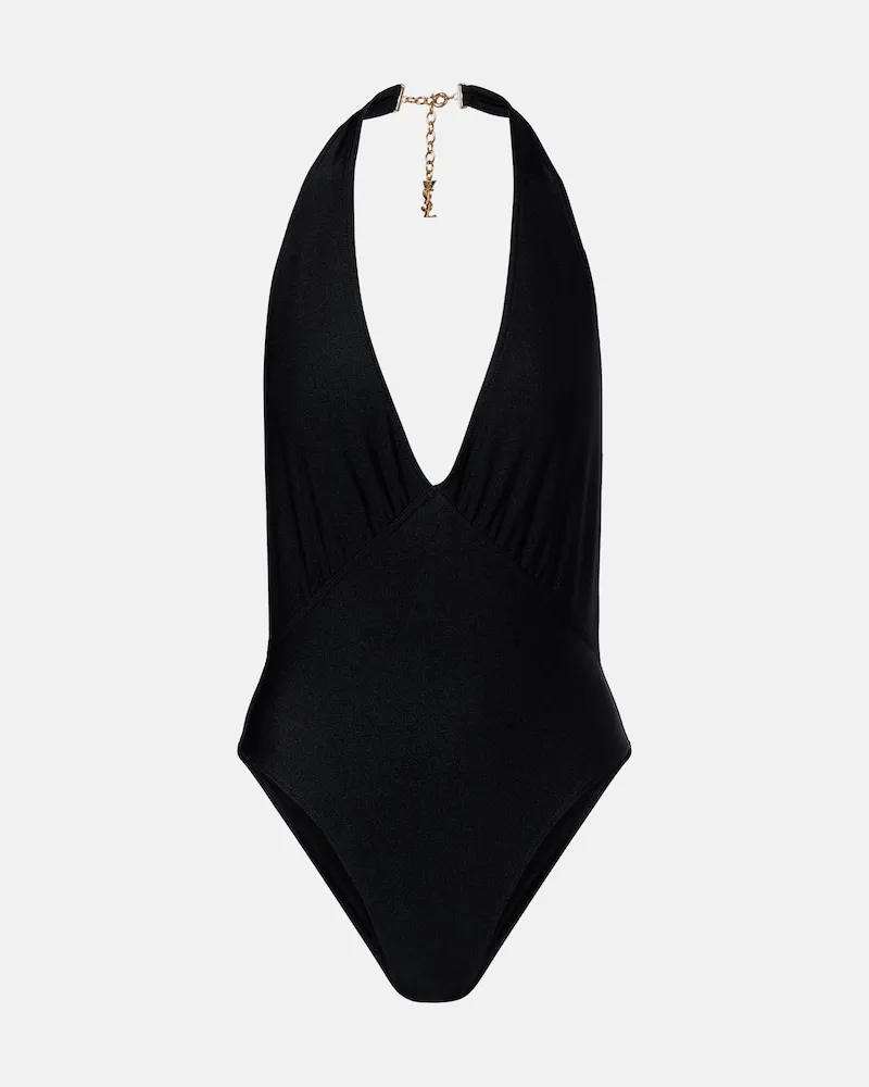 Saint Laurent Badeanzug Cassandre Schwarz