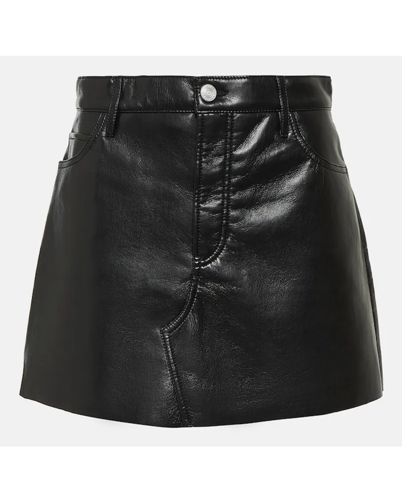Frame Denim Minirock Le High "N" Tight aus Leder Schwarz