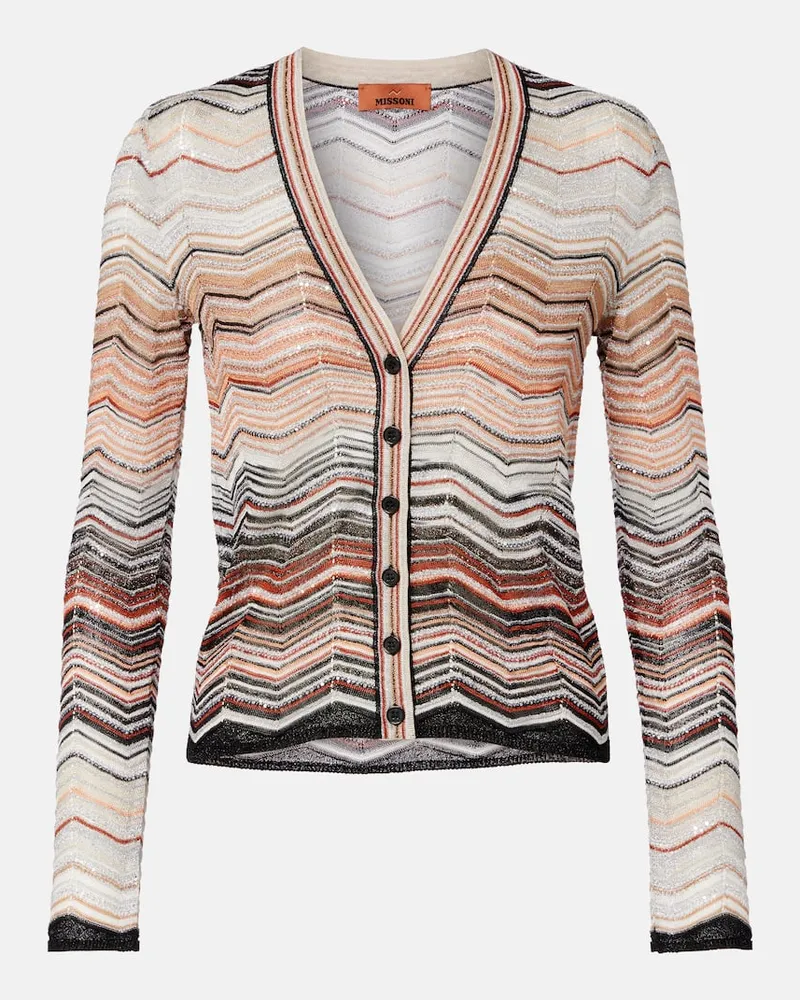 Missoni Cardigan aus Häkelstrick mit Pailletten Multicolor