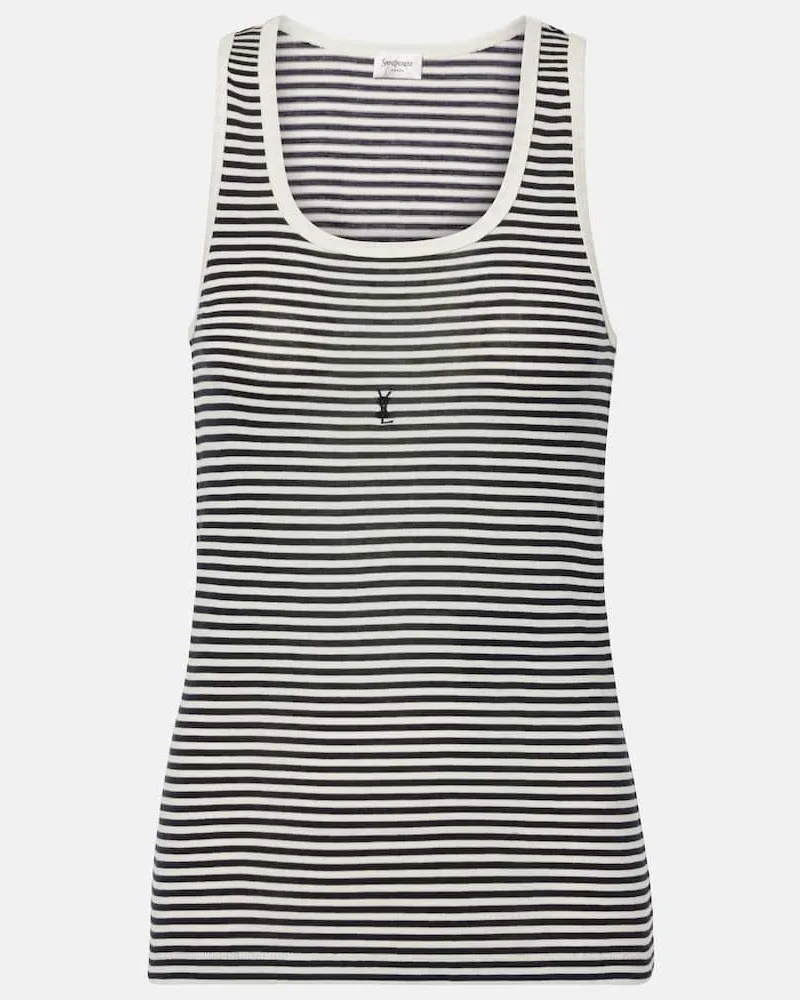 Saint Laurent Top Cassandre aus Baumwoll-Jersey Schwarz