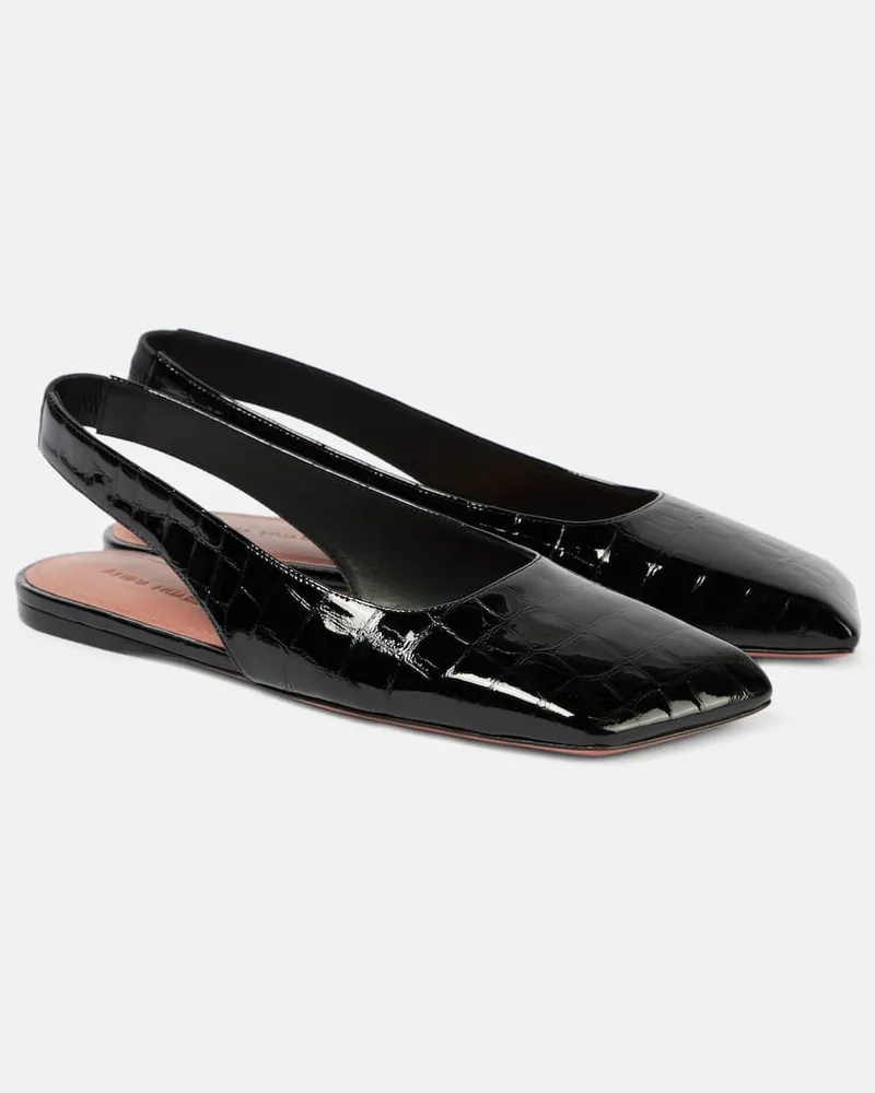 Amina Muaddi Slingback-Ballerinas Ane aus Lackleder Schwarz