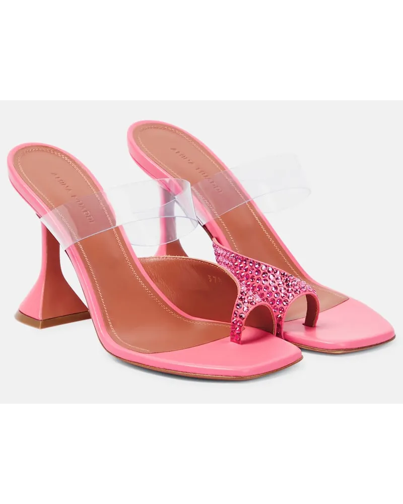 Amina Muaddi Verzierte Sandalen Paloma aus Leder Pink