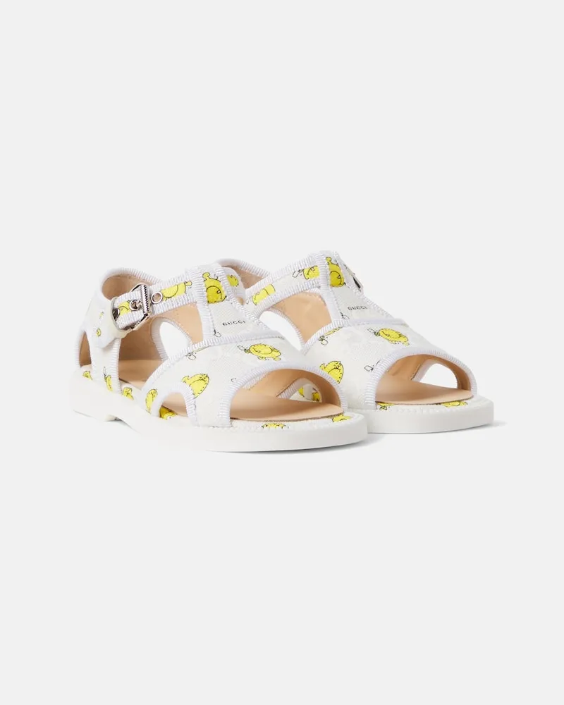 Gucci X Mr. Men Sandalen Little Miss GG aus Canvas Weiß