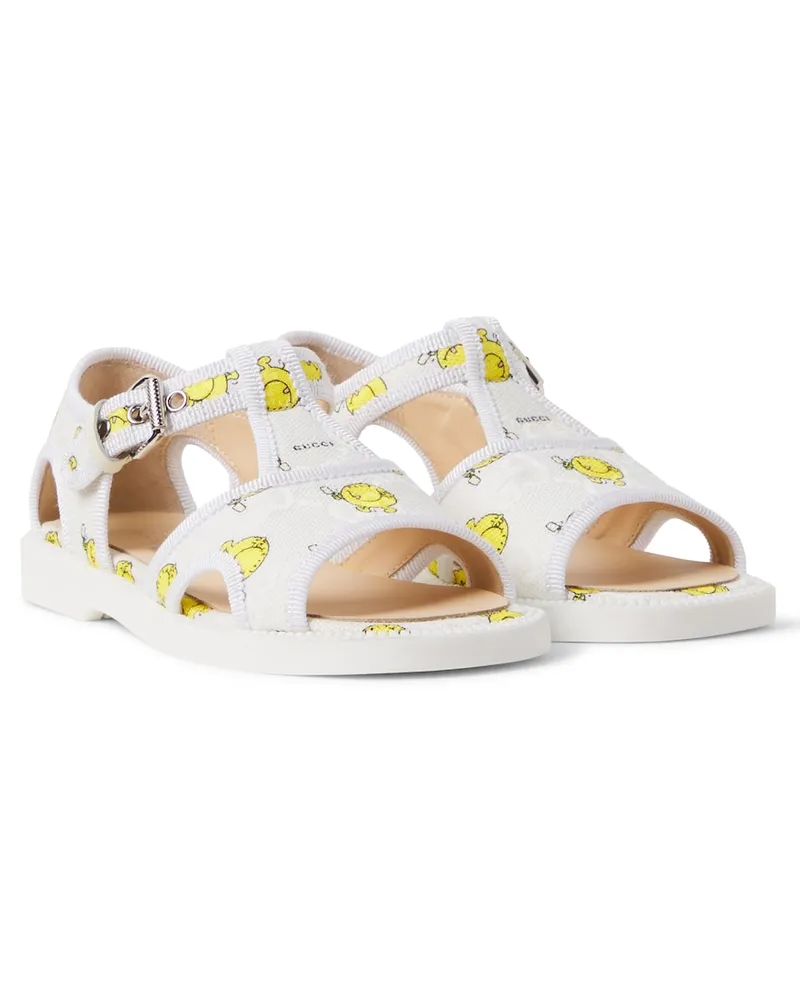 Gucci X Mr. Men Sandalen Little Miss GG aus Canvas Weiß