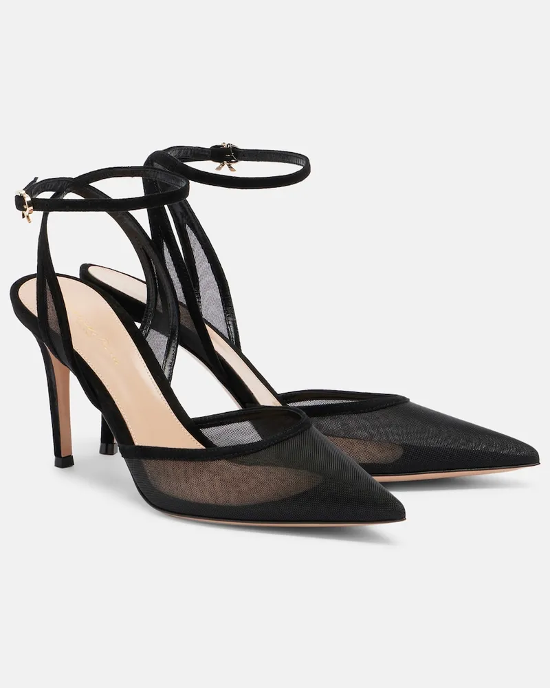 Gianvito Rossi Slingback-Pumps Dorotea mit Veloursleder Schwarz