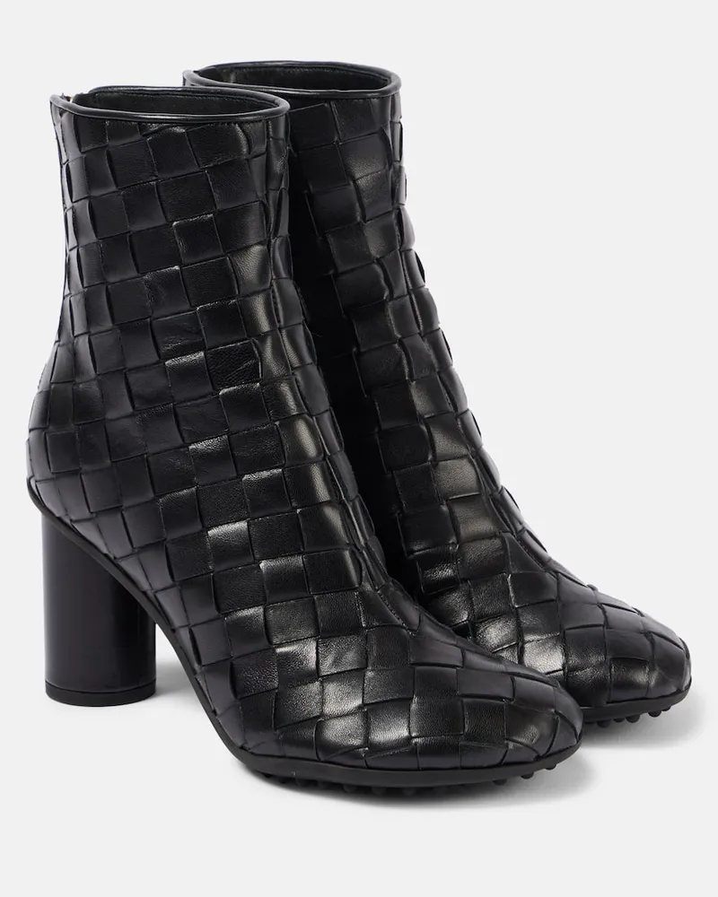 Bottega Veneta Ankle Boots Intrecciato aus Leder Schwarz