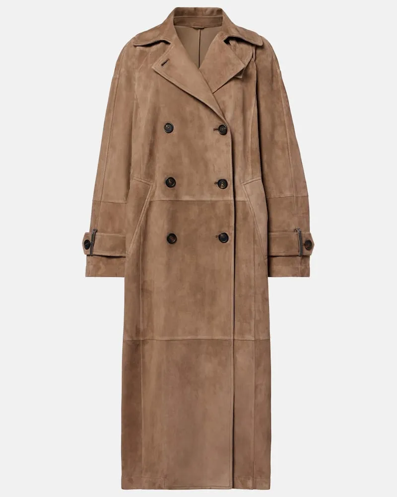 Brunello Cucinelli Mantel aus Veloursleder Braun