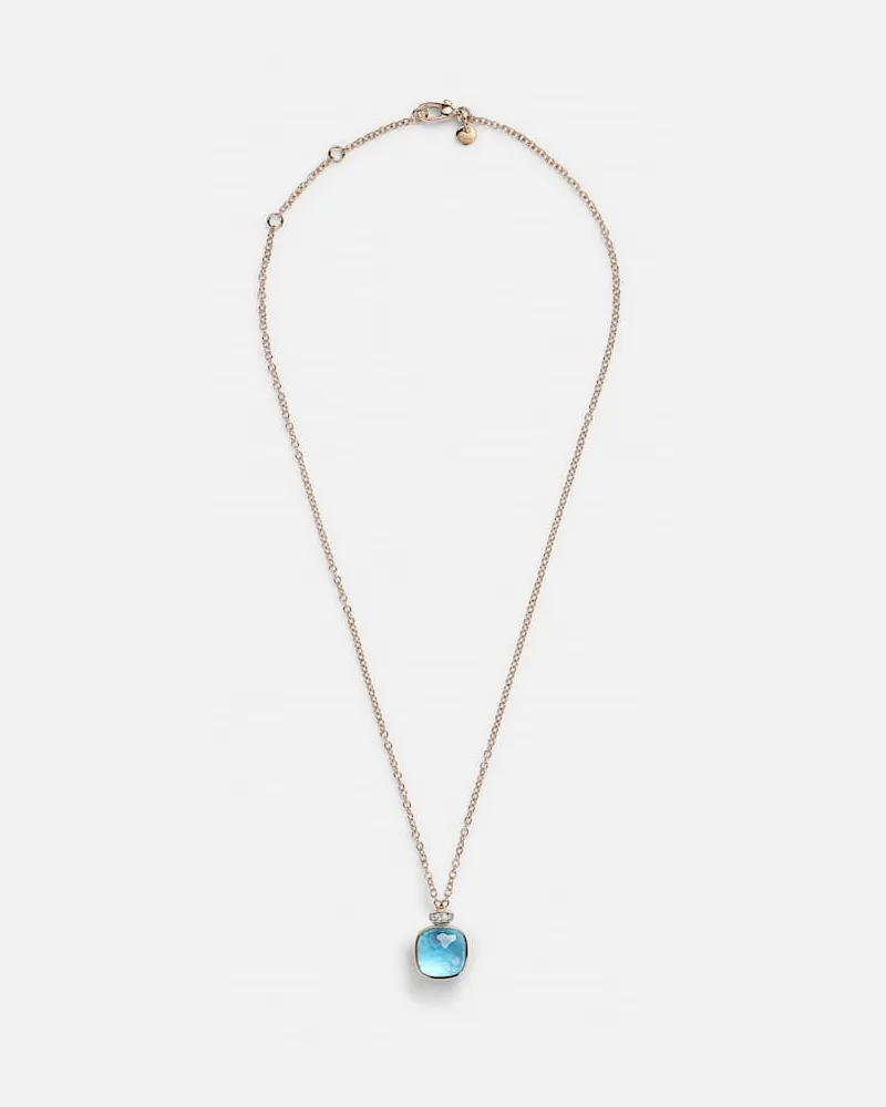 Pomellato Halskette Nudo Mini aus 18kt Rosé- und Weißgold mit Diamanten und Topas Gold