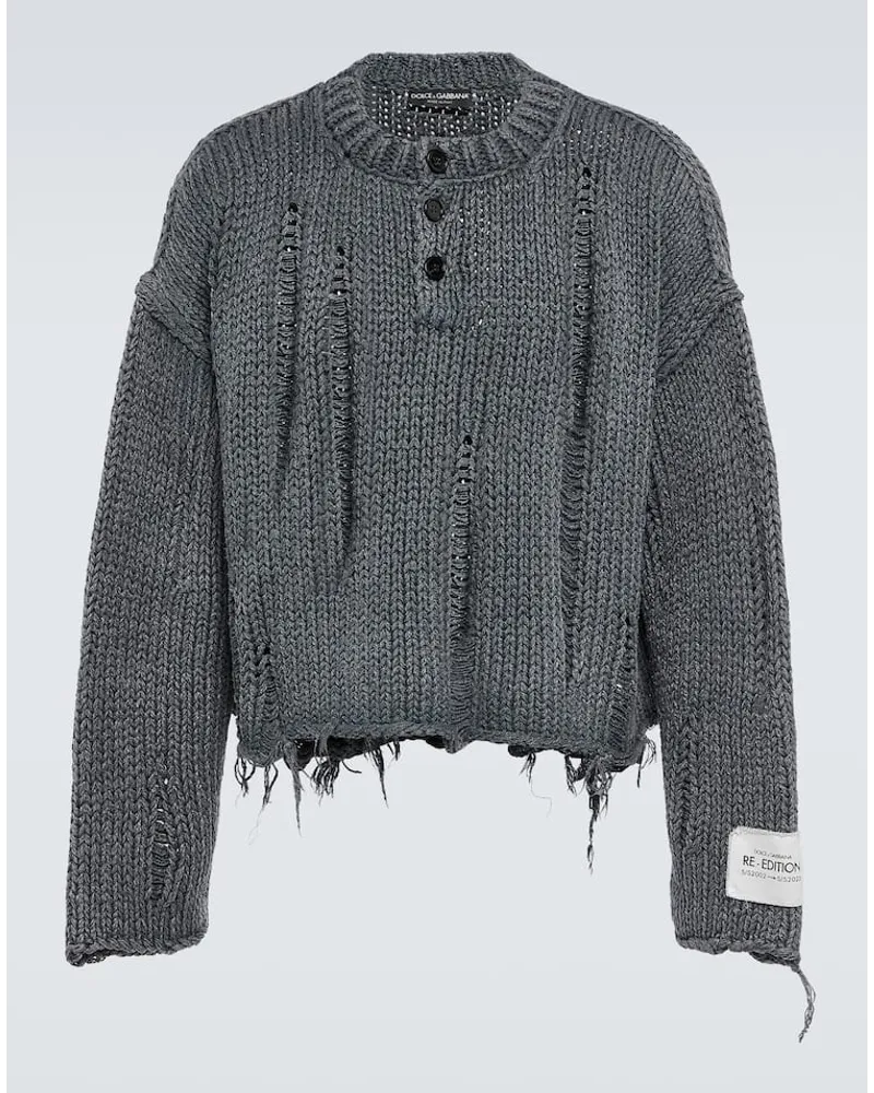 Dolce & Gabbana Pullover aus Baumwolle und Leinen Grau