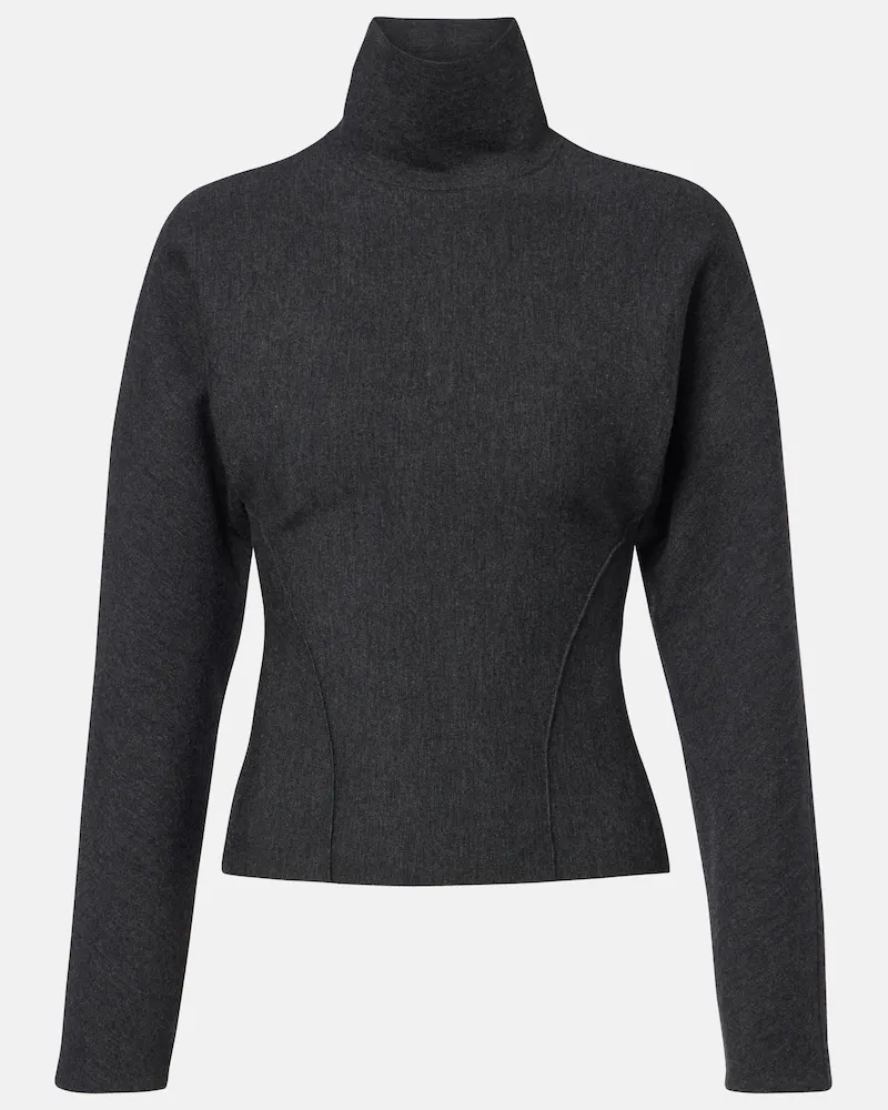 Alaïa Alaïa Rollkragenpullover aus einem Wollgemisch Grau