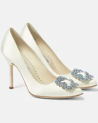 Manolo Blahnik Bridal Verzierte Pumps Hangisi 105 aus Satin Weiss