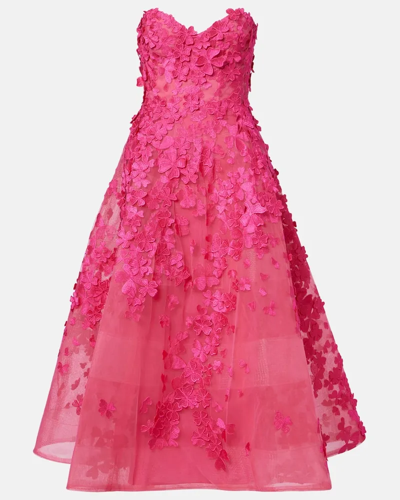 Monique Lhuillier Midikleid aus Tüll Rosa