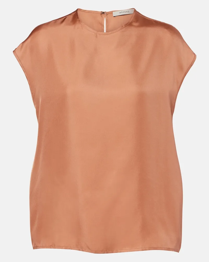 ASCENO Top Dasha aus Seiden-Twill Braun