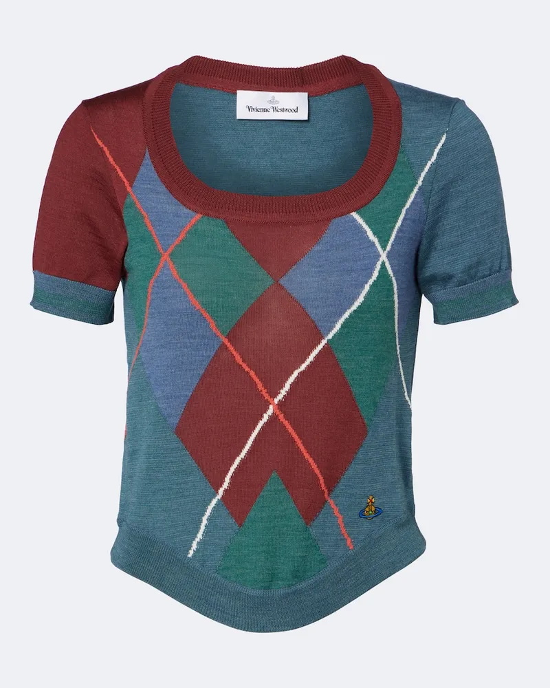 Vivienne Westwood Argyle Pullover aus Wolle und Baumwolle Blau