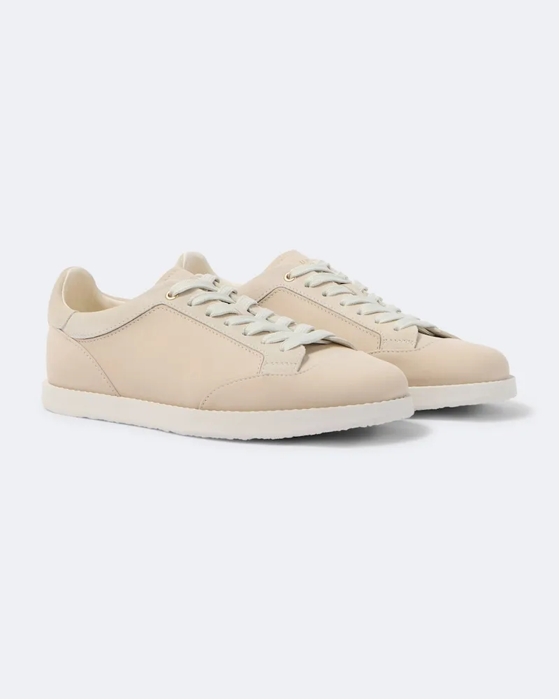 Brunello Cucinelli Sneakers aus Leder mit Veloursleder Beige