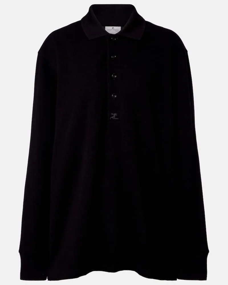 Courrèges Courrèges Polopullover aus Baumwoll-Jersey Schwarz