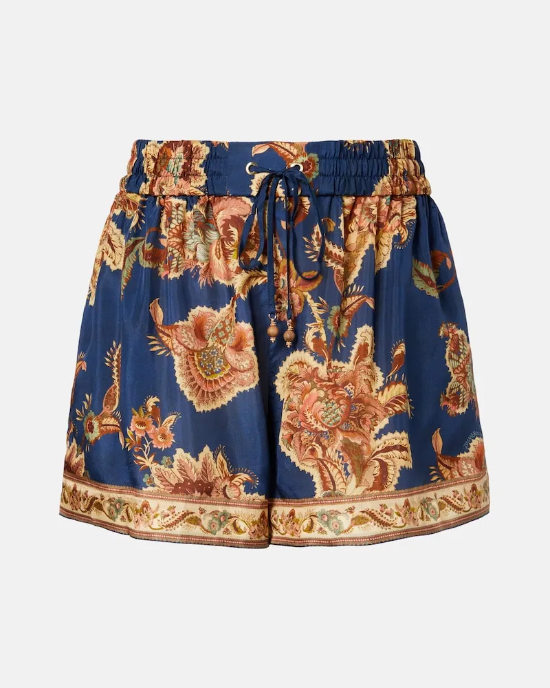 Zimmermann Shorts Aster aus Seide Blau