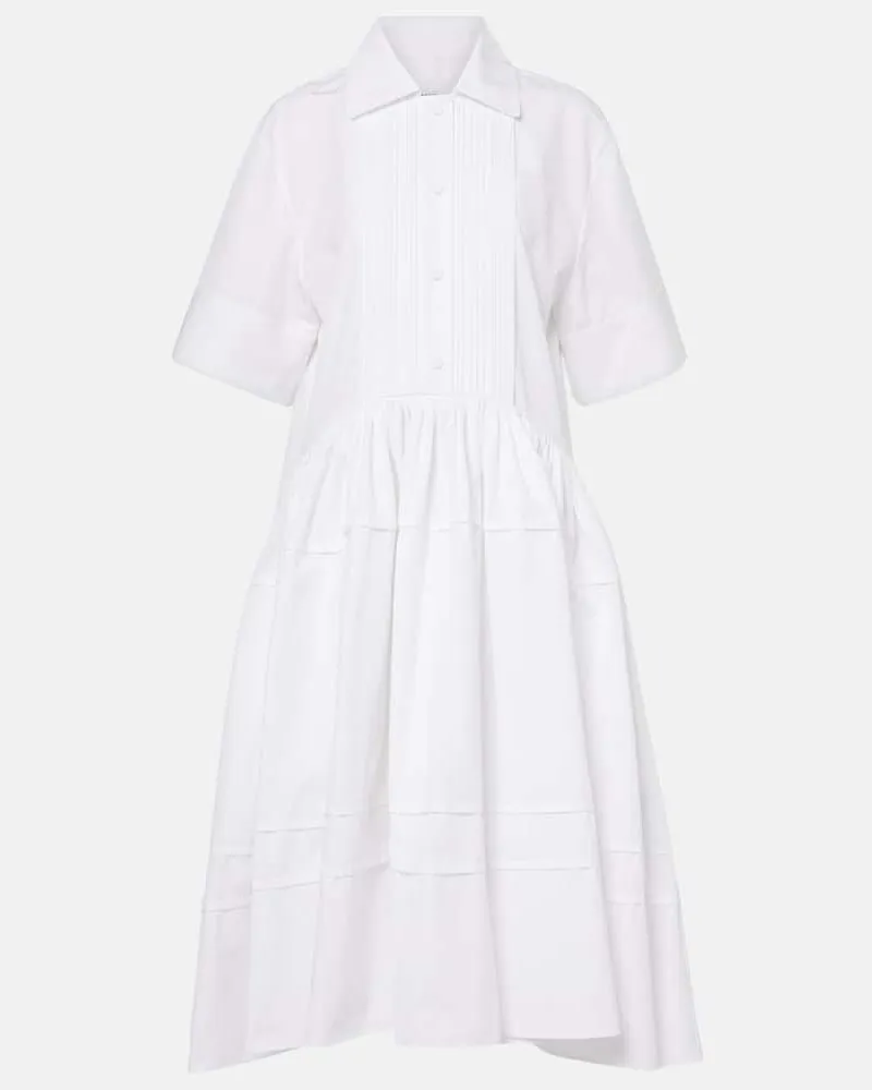 Jil Sander Hemdblusenkleid aus Baumwolle Weiß