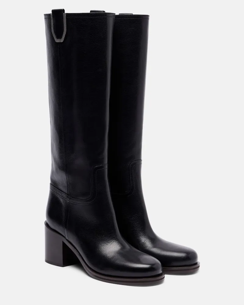 Brunello Cucinelli Stiefel aus Leder Schwarz