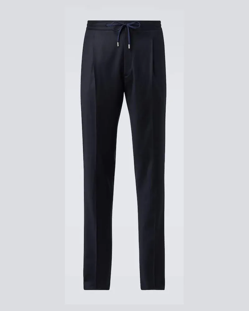 LARDINI Gerade Hose aus Wolle und Kaschmir Blau