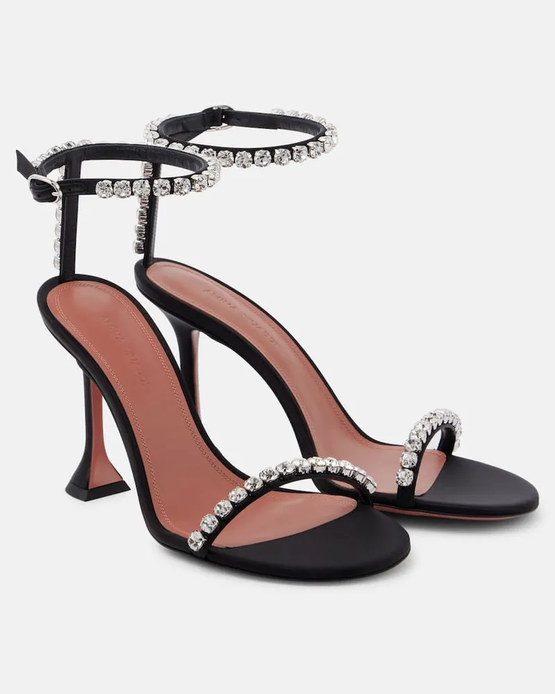 Amina Muaddi Sandalen Gigi 95 aus Satin mit Kristallen Schwarz