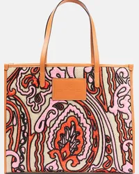 Etro Tote Globtter Medium aus Raffiabast Multicolor