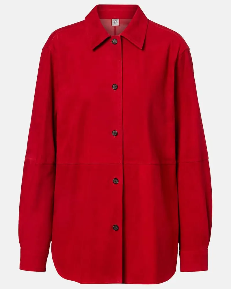 Totême Hemdjacke aus Veloursleder Rot