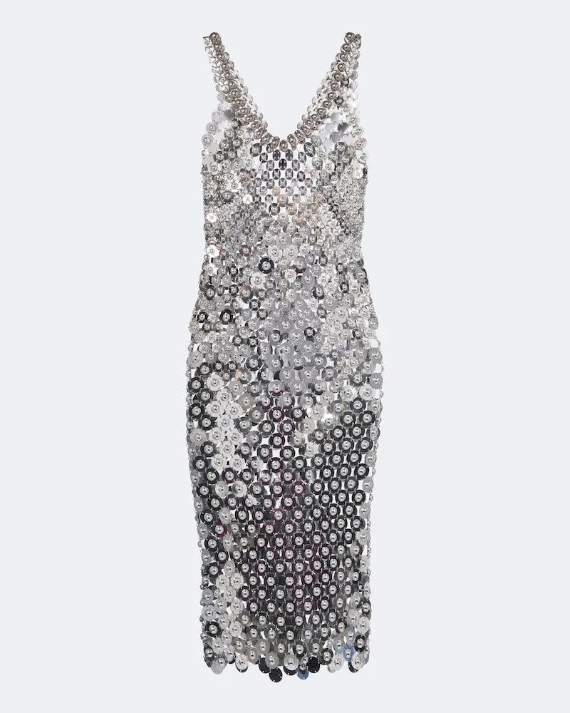 Paco Rabanne Verziertes Cocktailkleid aus Chainmail Silber