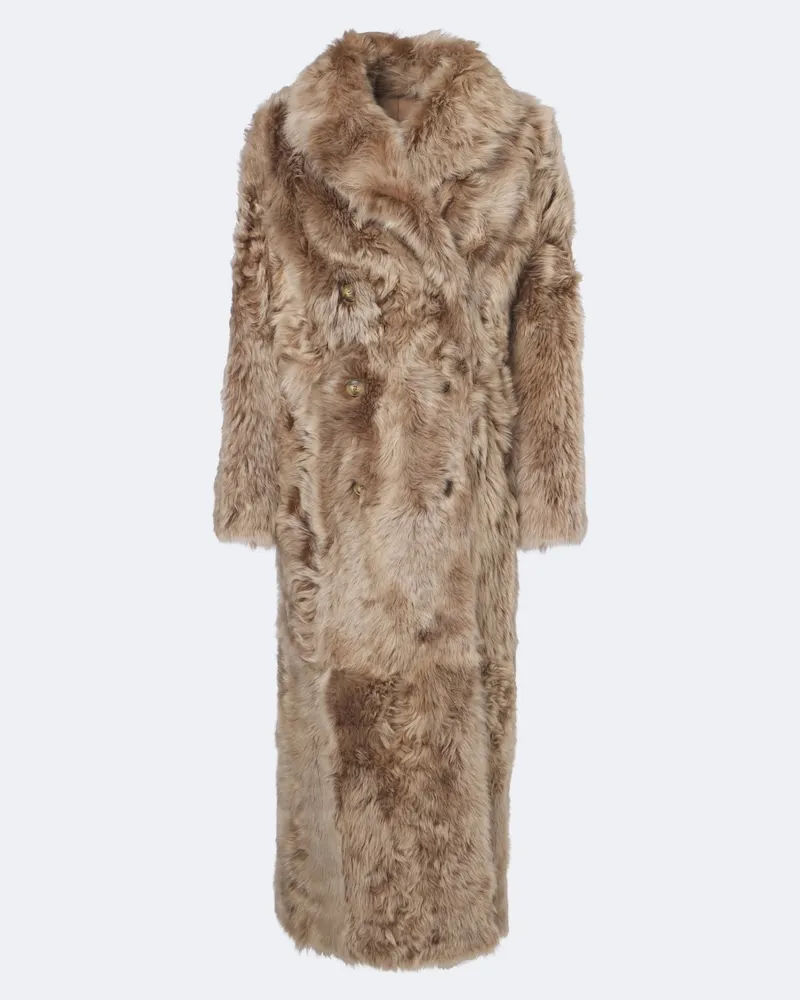 Yves Salomon Wendbarer Mantel aus Shearling und Leder Beige