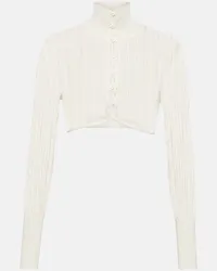 Alaïa Alaia Cropped-Cardigan aus Rippstrick Weiss