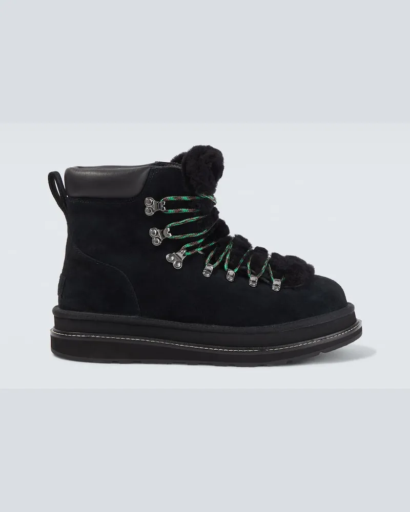 Sacai X UGG Schnürstiefel mit Shearling Schwarz