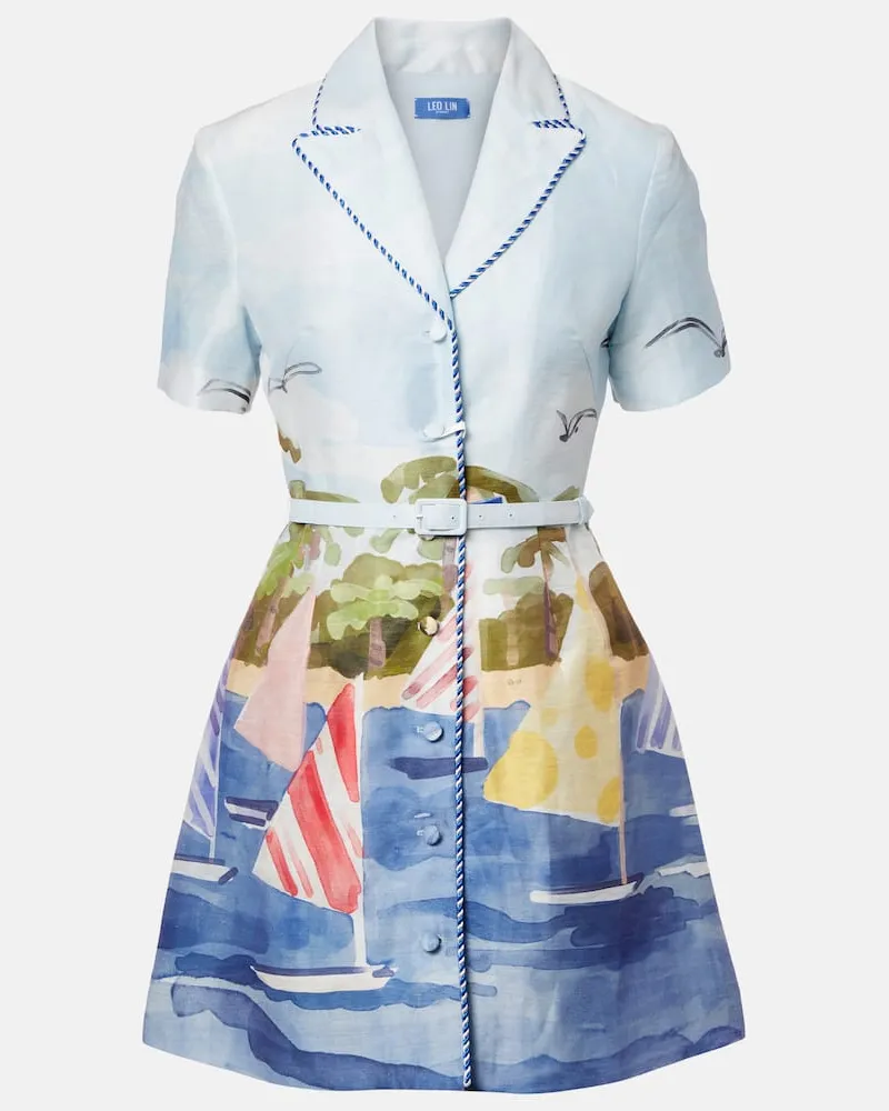 LEO LIN Minikleid Brigitte aus Canvas Blau