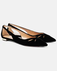 Aquazzura Ballerinas Moves aus Samt Schwarz