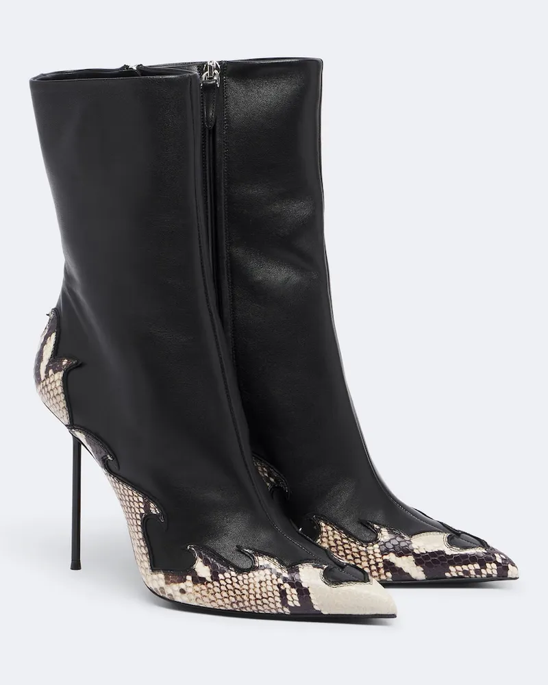 Paris Texas Ankle Boots Lidia Queen of Hearts aus Leder Schwarz
