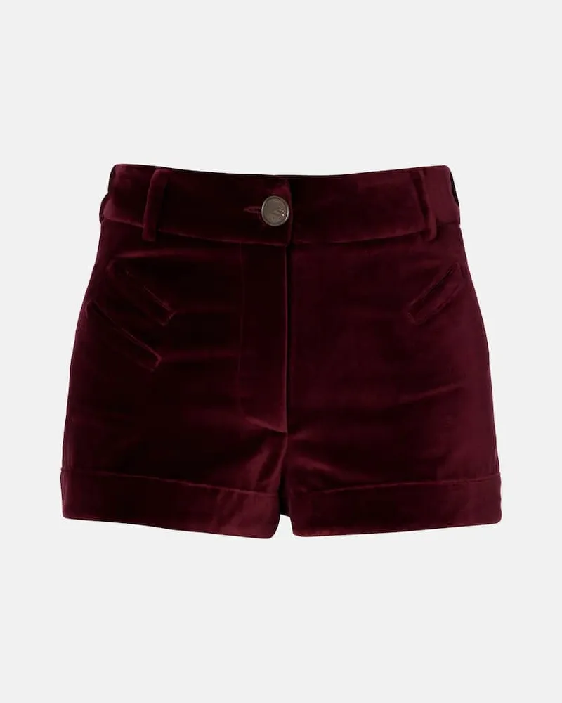 Etro Shorts aus Baumwollsamt Burgunderrot