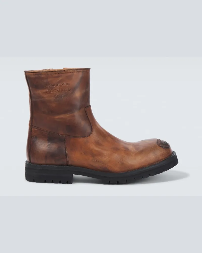 Acne Studios Bikerstiefel aus Leder Braun