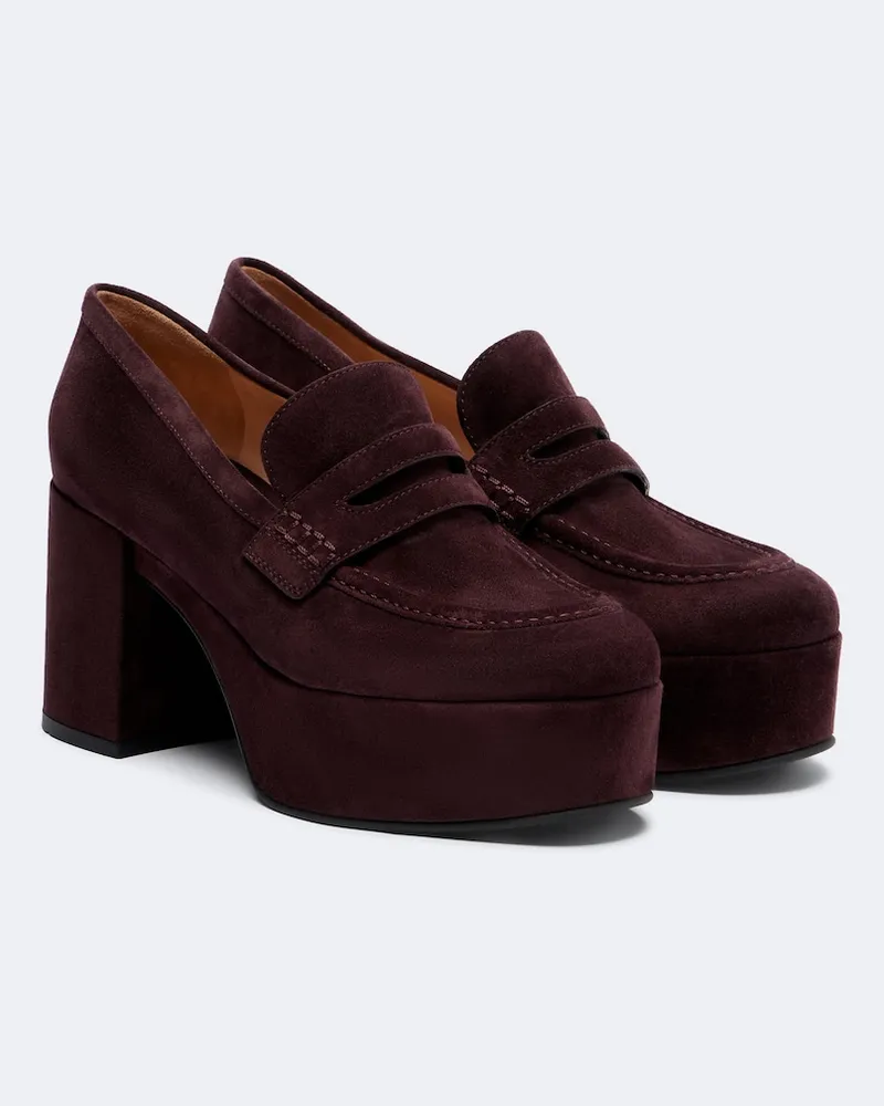 Gianvito Rossi Plateau-Loafers Jenna aus Veloursleder Braun