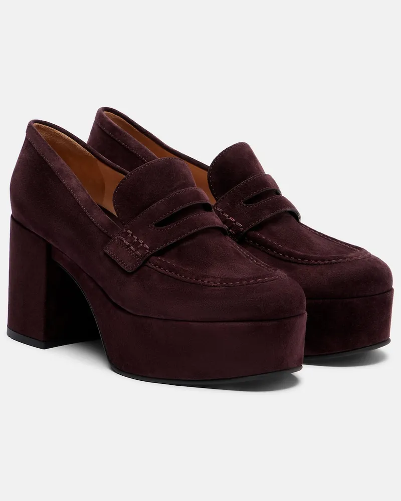 Gianvito Rossi Plateau-Loafers Jenna aus Veloursleder Braun