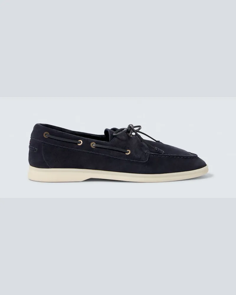 Loro Piana Segelschuhe Sea-Sail Walk aus Veloursleder Blau
