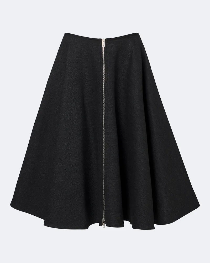 Prada Midirock aus Schurwolle mit Re-Nylon Grau