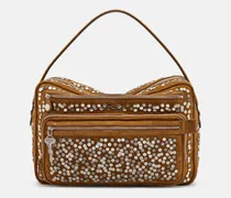 Schultertasche Camera Large aus Veloursleder