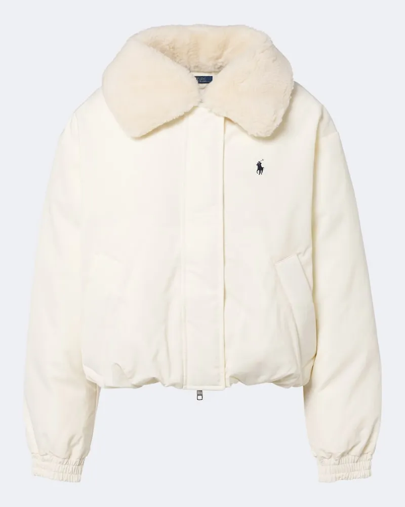 Ralph Lauren Cropped-Blouson mit Teddyfleece Weiß