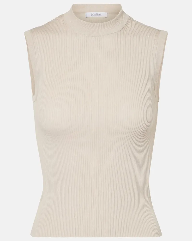 Max Mara Top aus Baumwolle und Seide Beige