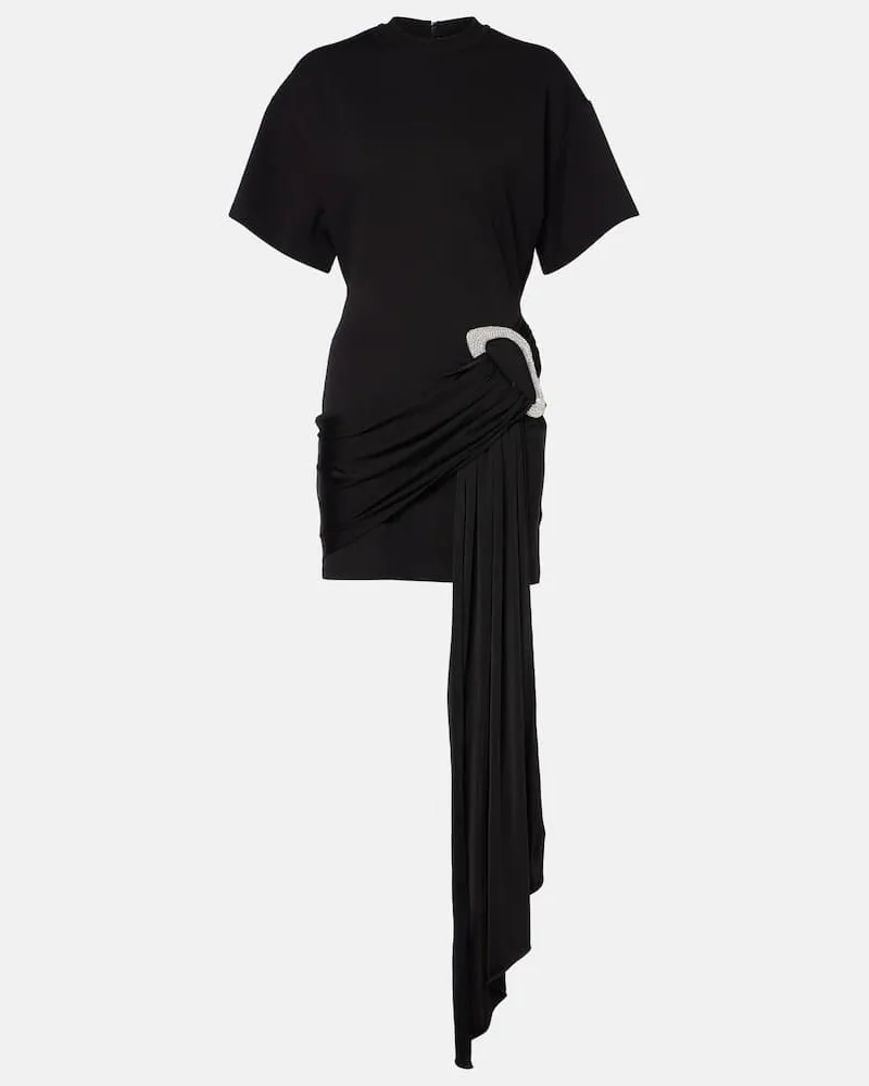 David Koma Verziertes Minikleid aus Jersey Schwarz