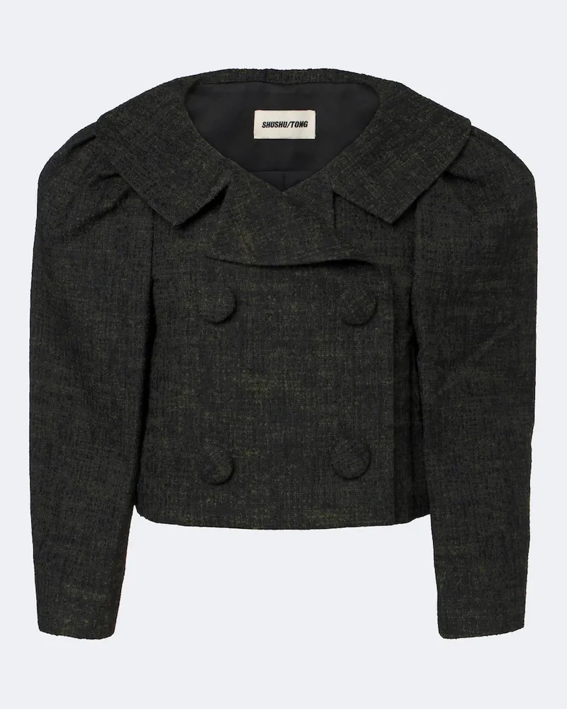 SHUSHU/TONG Cropped-Jacke aus Tweed Grün