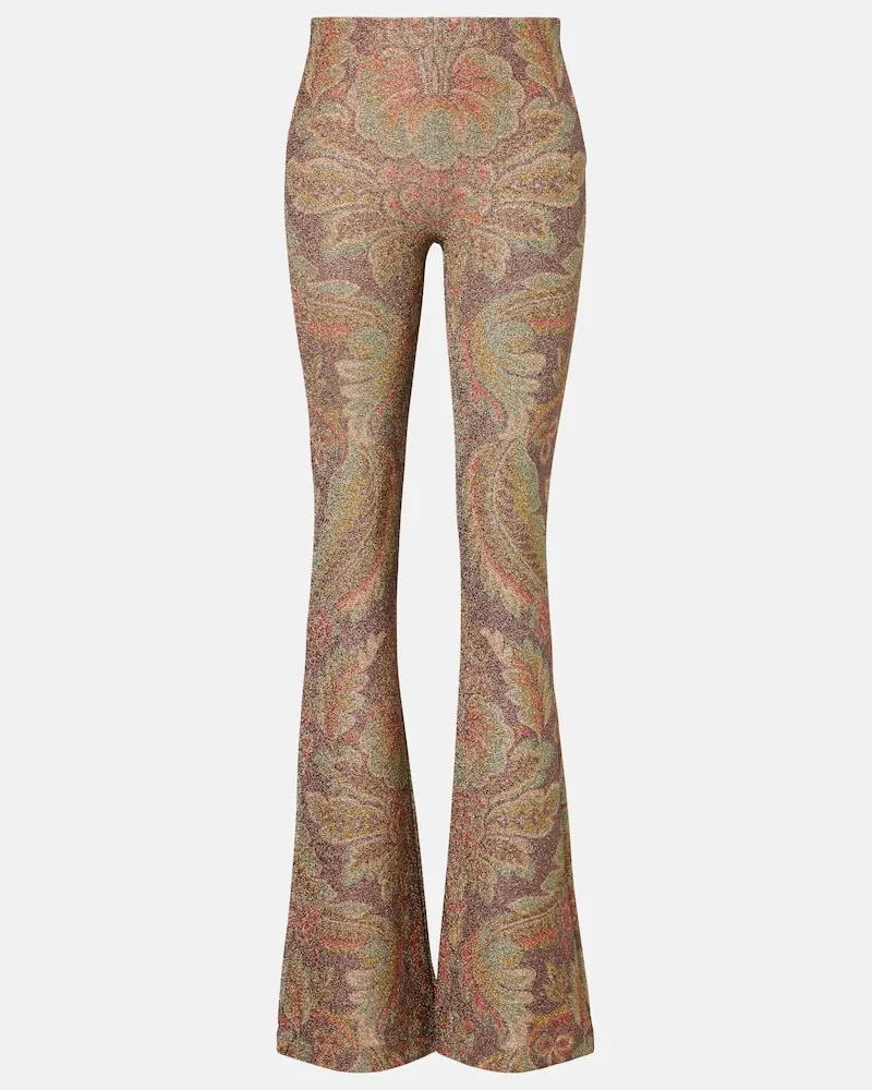 Etro Bedruckte Schlaghose aus Jersey Multicolor