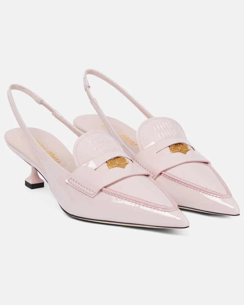 Miu Miu Slingback-Pumps aus Lackleder Rosa