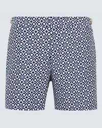 Orlebar Brown Bedruckte Badeshorts Bulldog Blau