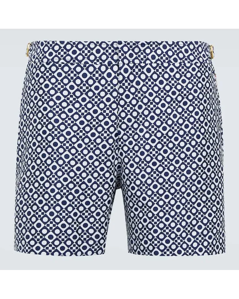 Orlebar Brown Bedruckte Badeshorts Bulldog Blau